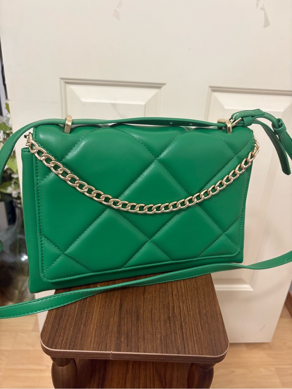 a new day Green Quilted Chain Shoulder Bag